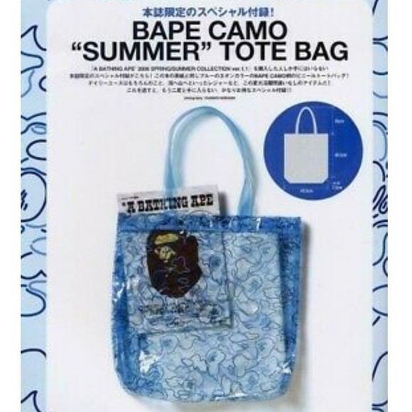 Bape | Bags | A Bathing Ape Bape Camo Summer Clear Blue Tote Bag | Poshmark